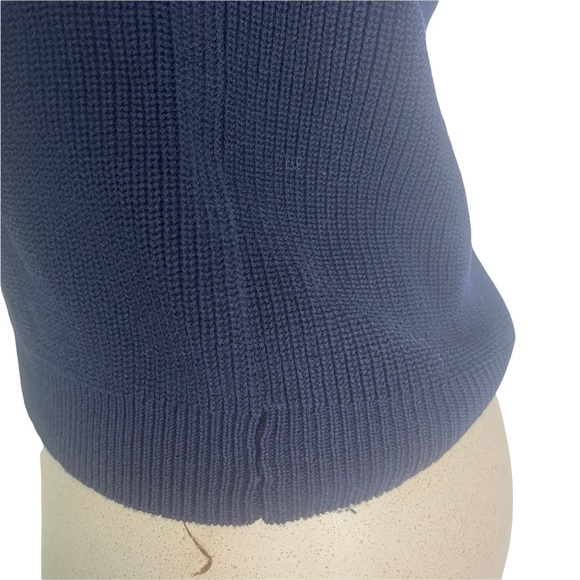 J.CREW Women's Eyelet Lace Sleeve Cotton Knit Navy Short Sleeve Sweater Small - Picture 6 of 11